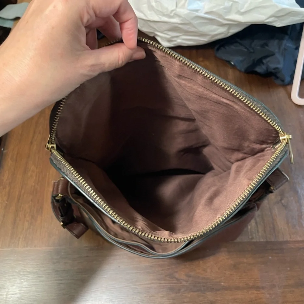 Fossil Preston   Brown Pebbled Leather Messenger Bag